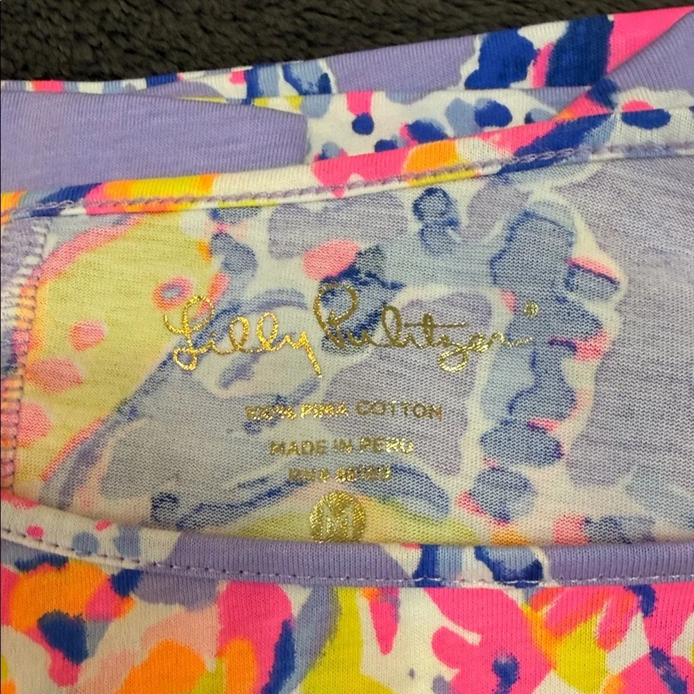 Lilly Pulitzer Lavender Floral Long-Sleeve Shift Dress with Pink & Yellow Print - Picture 3 of 4